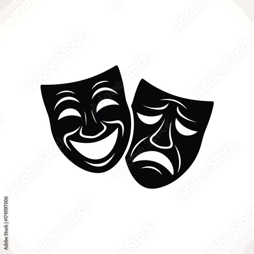Classic comedy and tragedy theater masks symbol