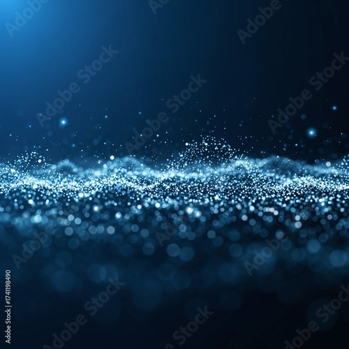 Dynamic Blue Particle Wave - Digital Flow, Data Stream, and Energetic Abstraction