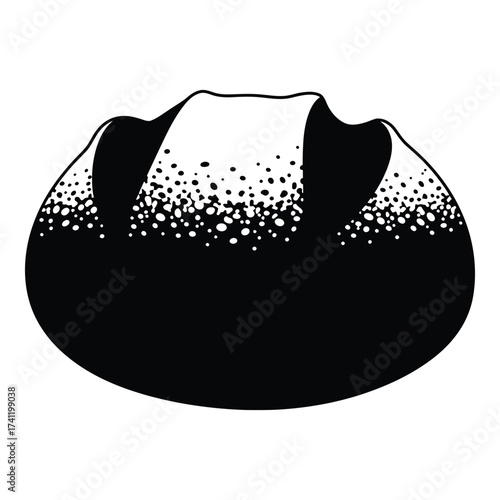 Abstract black and white sphere with textured surface representing cosmic energy or a celestial body silhouette