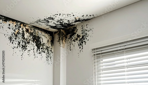 Mold damage on a corner of a wall