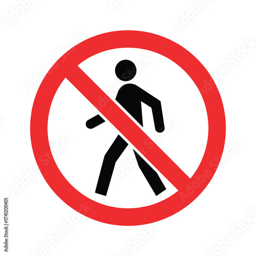 No pedestrians allowed sign with red circle and diagonal line