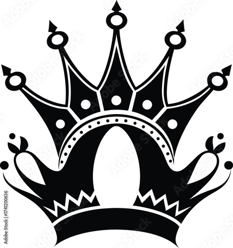 Set of black crown silhouettes on white background vector illustration