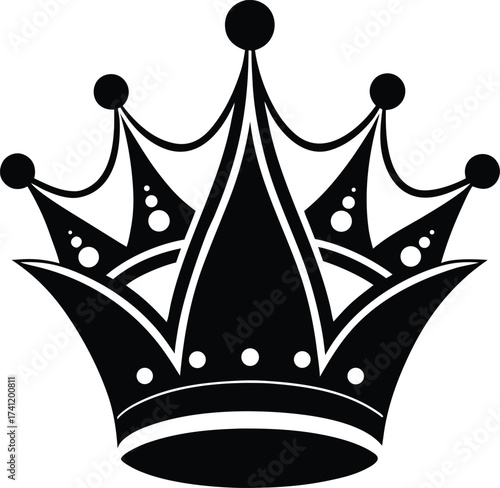 Set of black crown silhouettes on white background vector illustration