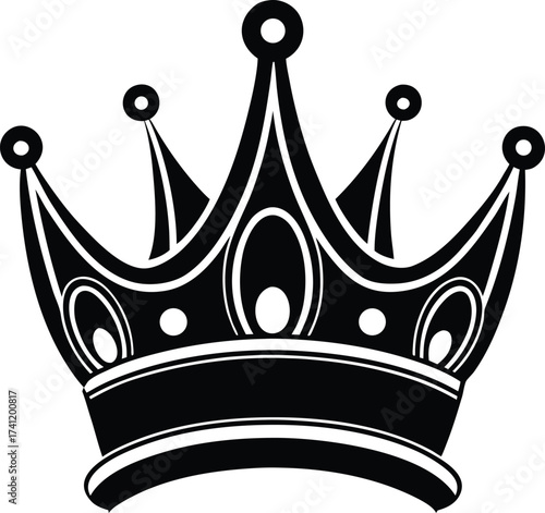 Set of black crown silhouettes on white background vector illustration