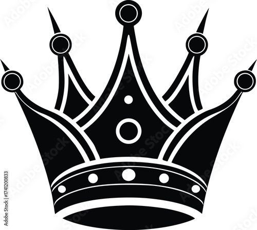 Set of black crown silhouettes on white background vector illustration