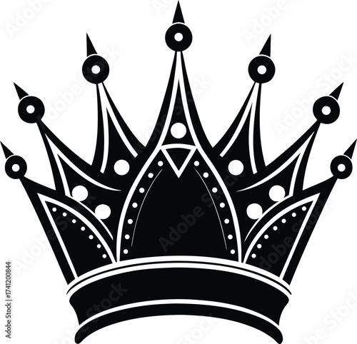 Set of black crown silhouettes on white background vector illustration