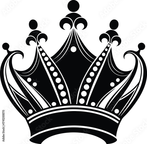 Set of black crown silhouettes on white background vector illustration
