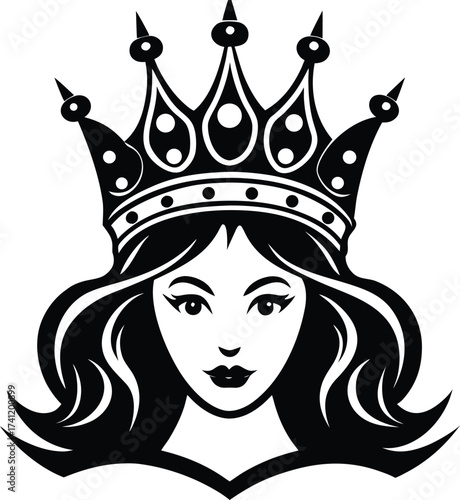 Set of black crown silhouettes on white background vector illustration