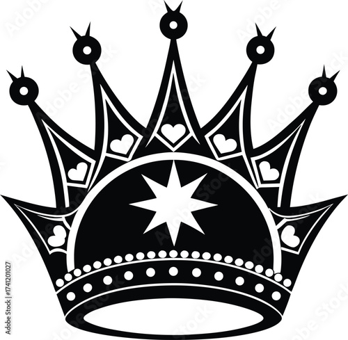Set of black crown silhouettes on white background vector illustration