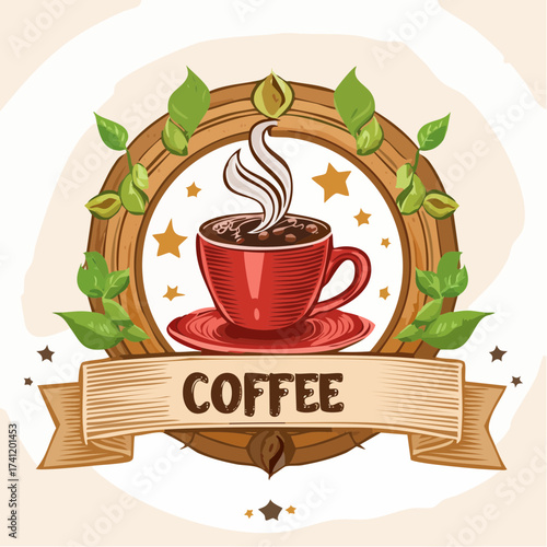 Coffee woodcut banner