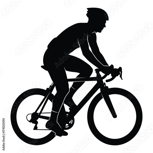Silhouette of a cyclist riding a road bike dynamic action shot professional sportswear apparel silhouette