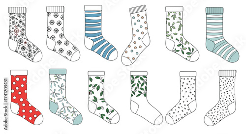 A collection of cute patterned socks for women and men.