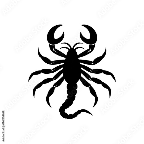 Silhouette of a scorpion with large claws on transparent background