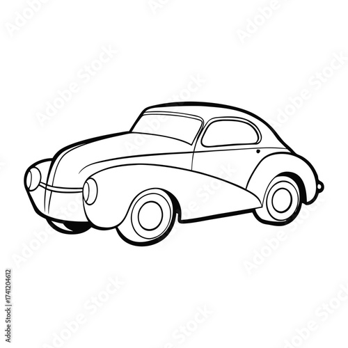 A sleek coupe car coloring page featuring a sporty two-door design, smooth curves, bold wheels, and streamlined windows—perfect for kids and car lovers to color creatively.
