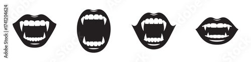 Scary smile masks set. Vampire mouth masks. Halloween masks collection.