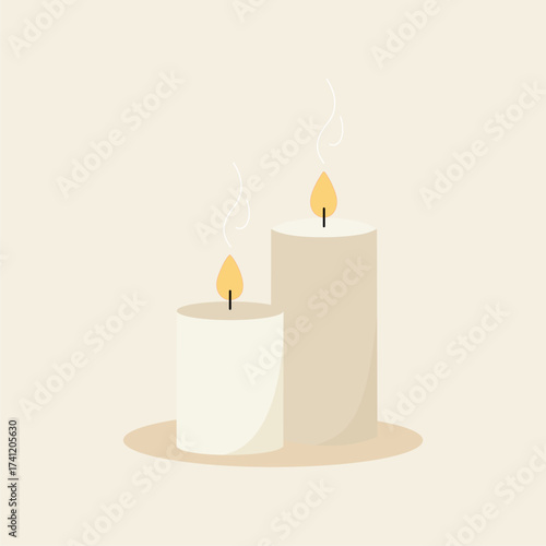 burning candle on a pastel background