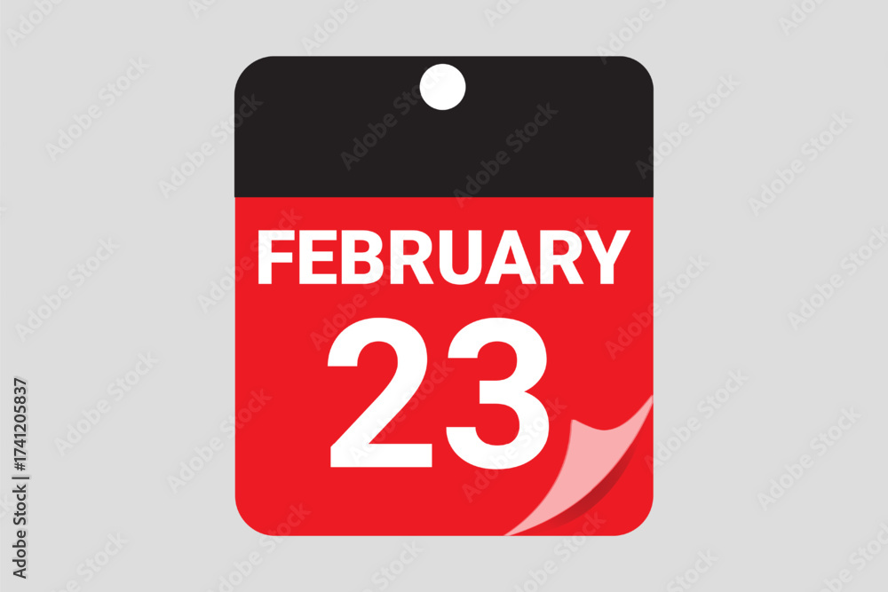 Fototapeta premium February 23 calendar date vector Icon in Red Flat Design Style