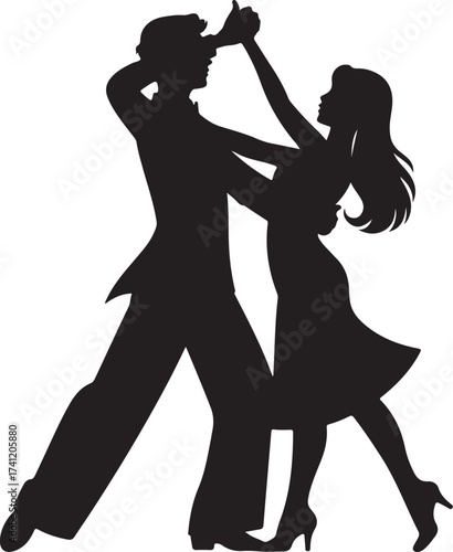 Elegant couple dances tango with passion and grace