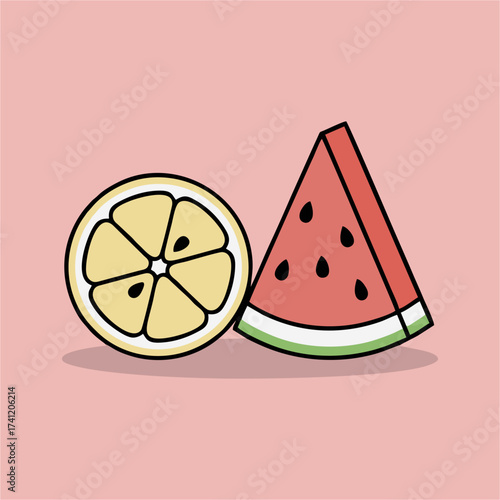 slice of melon and watermelon
