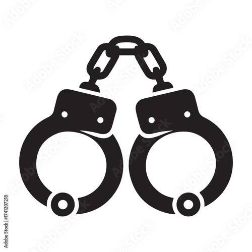 Iconic silhouette of handcuffs representing arrest and justice