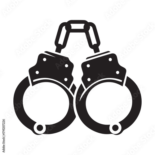 Iconic silhouette of handcuffs representing arrest and justice