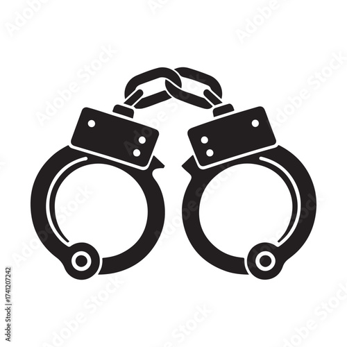 Iconic silhouette of handcuffs representing arrest and justice