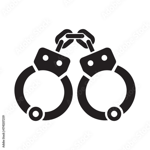 Iconic silhouette of handcuffs representing arrest and justice