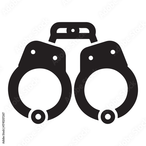 Iconic silhouette of handcuffs representing arrest and justice