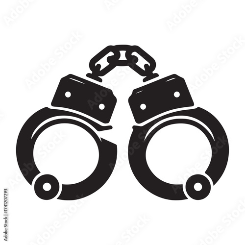 Iconic silhouette of handcuffs representing arrest and justice