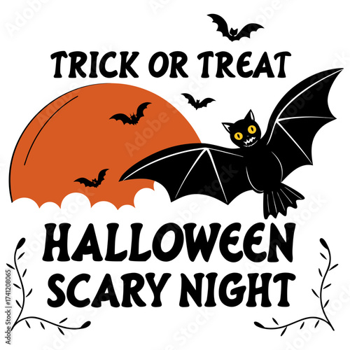 Spooky Bat Halloween Night, Trick Or Treat Halloween Scary Night Shirt, trick or treat shirt, Scary Halloween T-Shirt, Spooky Shirt, Scary Night Tee