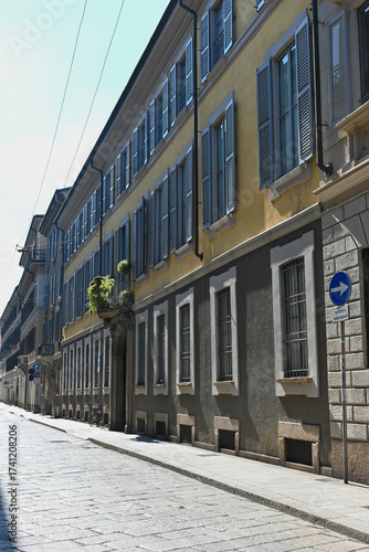 Views of central part of Milan, Brera district, shopping area, church Duomo, architectural details, streets, walking in Milan, Lombardy, Italy