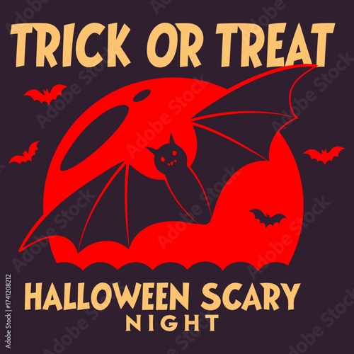 Spooky Bat Halloween Night, Trick Or Treat Halloween Scary Night Shirt, trick or treat shirt, Scary Halloween T-Shirt, Spooky Shirt, Scary Night Tee