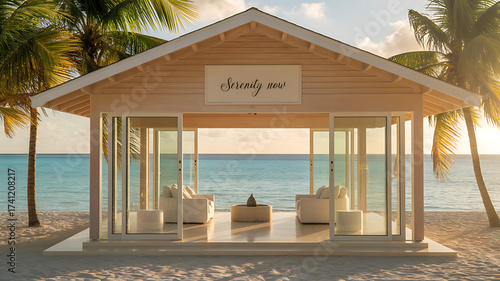 Beach luxury living on Sea view / 3d rendering
