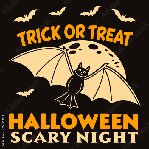 Spooky Bat Halloween Night, Trick Or Treat Halloween Scary Night Shirt, trick or treat shirt, Scary Halloween T-Shirt, Spooky Shirt, Scary Night Tee