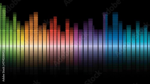 Colorful Equalizer Bars Moving Rhythmically Music Spectrum Animation