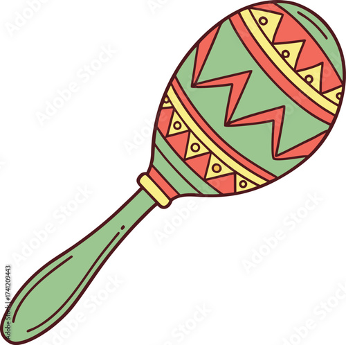 Colorful Maraca Musical Instrument Illustration percussion