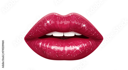 Glossy sparkling lips with glitter effects