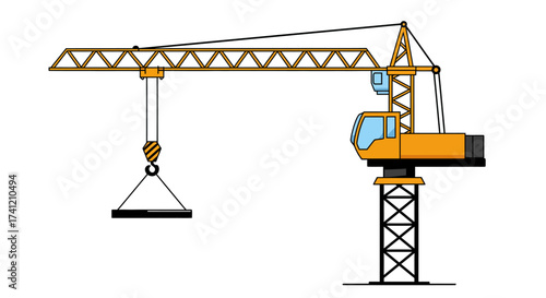 Colorful flat construction crane design for building projects