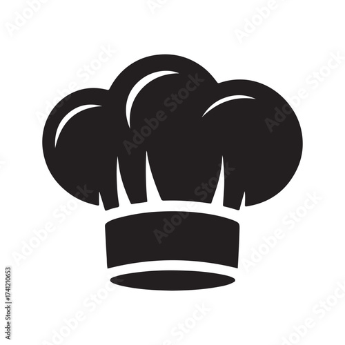 Iconic black silhouette of a chef s toque blanche hat