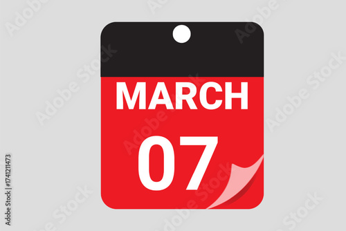 07 March calendar date vector illustration for business planner and deadline reminder design 2026