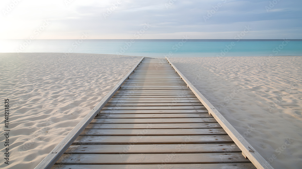 Fototapeta premium wooden walkway to the beach