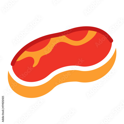 Stylized illustration of a piece of meat with fat marbling isolated on white background