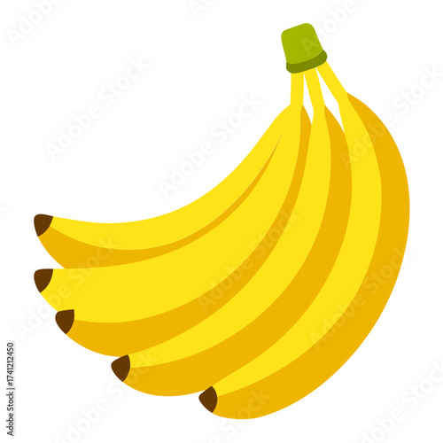 Bunch of ripe yellow bananas isolated on white background
