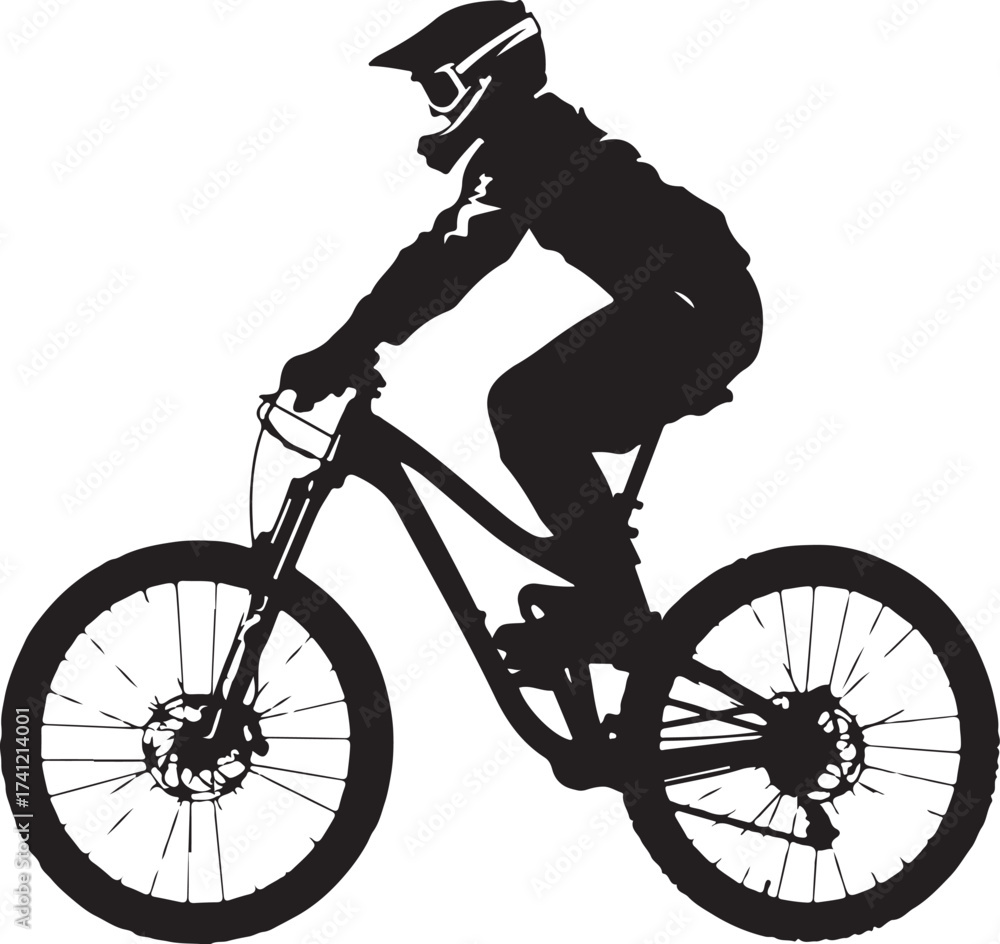 Fototapeta premium Mountain Biker in Action Silhouette