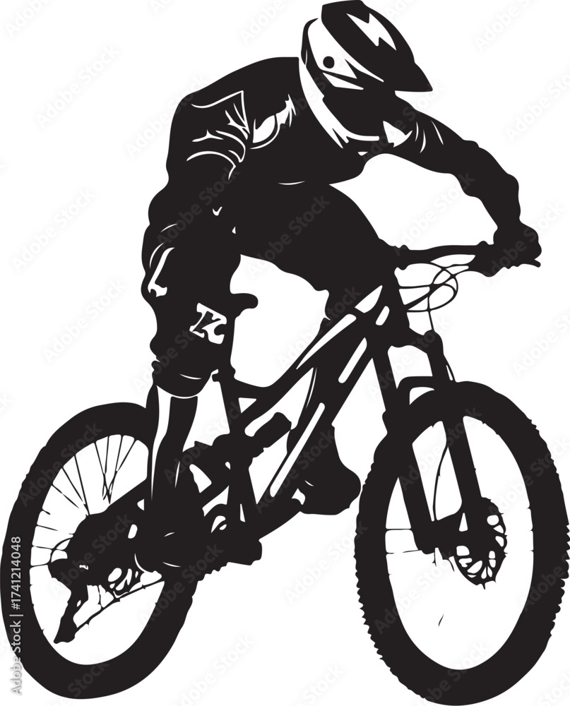 Naklejka premium Mountain Biker in Action Silhouette
