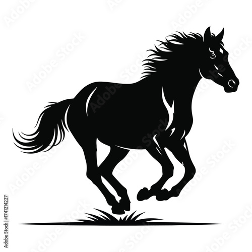 Majestic black horse silhouette running free majestic equine graceful power dynamic motion powerful gallop silhouette