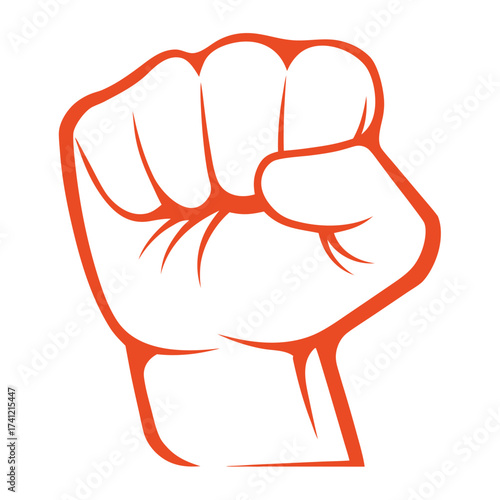 Orange fist symbol raised in protest or solidarity hand