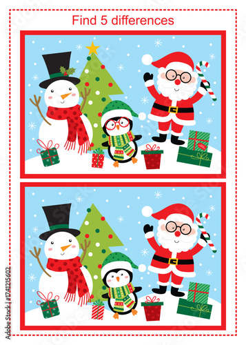 find the differences christmas worksheet design
