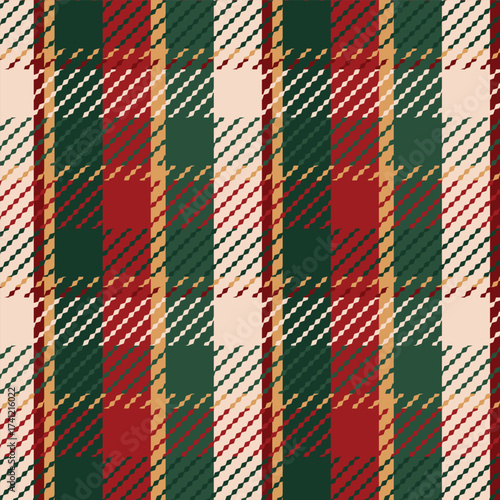 Christmas Plaid Seamless Pattern. Red and Green Striped Holiday Background for fabrics, print, textile, wrapping paper, packaging