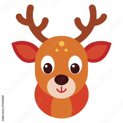 christmas Adorable reindeer head Vecto art cartoon